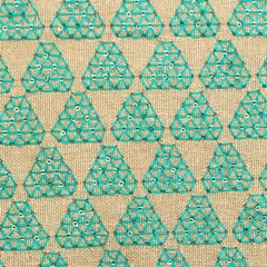 Sky Blue Jute Floral Threadwork Embroidery Fabric