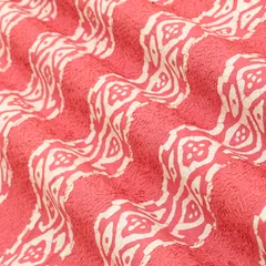 Blush Pink Cotton Batik Print Threadwork Fabric