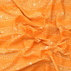 Faded Orange Cotton Batik Print Threadwork Fabric