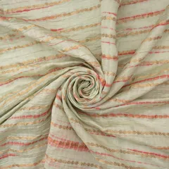 Shibhori Bandhani work with Golden Stripe Zariwork On Light Green Brocade Fabric
