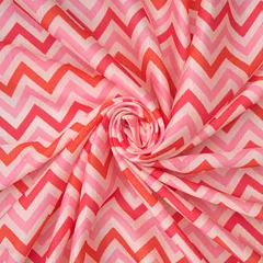 Baby Pink Zigzak Stripe Lawn Print Fabric