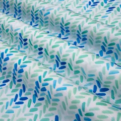 White Lawn Indigo Leaf Print Fabric