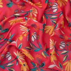 Crimson Red Lawn Floral Digital Print Fabric