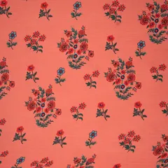 Carrot Pink Lawn Floral Print Fabric
