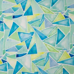 Baby Blue Lawn Triangle Pattern Digital Print Fabric