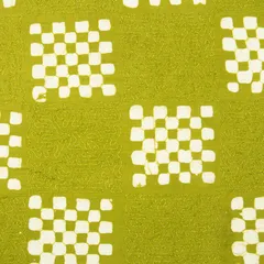 Green Cotton Batik Print Threadwork Embroidery Fabric