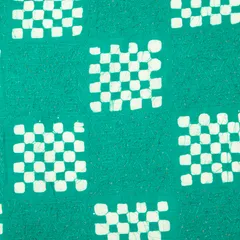 Sky Blue Cotton Batik Print Threadwork Embroidery Fabric