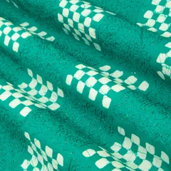 Sky Blue Cotton Batik Print Threadwork Embroidery Fabric