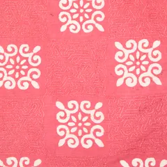 Baby Pink Cotton Batik Print ThreadworkEmbroidery Fabric