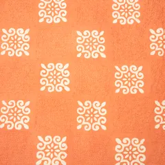 Salmon Pink Cotton Batik Print ThreadworkEmbroidery Fabric