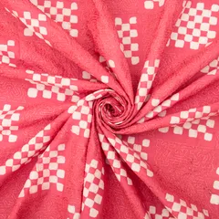 Fuscia Pink Cotton Batik Print ThreadworkEmbroidery Fabric