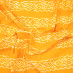 Bright Yellow Cotton Batik Print Threadwork Fabric