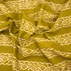 Olive Green Cotton Batik Print Threadwork Fabric