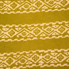 Olive Green Cotton Batik Print Threadwork Fabric