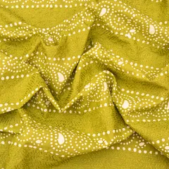 Forest Green Cotton Batik Print Threadwork Fabric