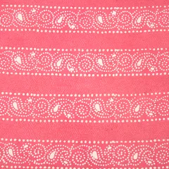 Hot Pink Cotton Batik Print Threadwork Fabric