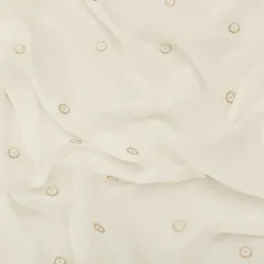 Pearl White Georgette Floral Sequin Fabric