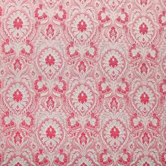 Hot Pink Satin Brocade Motif Silver Zariwork Fabric