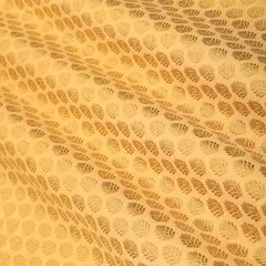 Beige Satin Brocade Booti Golden Zariwork Fabric