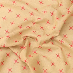 Ecru Jute Floral Threadwork Embroidery Fabric