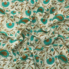 Snow White Cotton Colourful Floral Print Fabric
