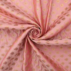 Pink Golden Motif Zari Work Brocade Fabric