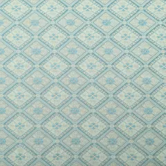 Blue Brocade Motif Silver Zari Work Fabric