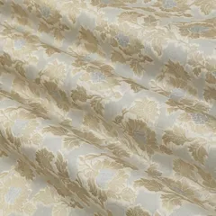 Gray Brocade Motif Dim Golden ZariWork Fabric