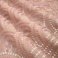 Crepe Pink Georgette Threadwork with Sequin Embroidery Fabric