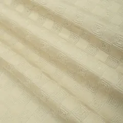 White Cotton Threadwork Box Pattern Embroidery Fabric