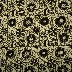 Midnight Black Cotton Kalamkari Print Fabric
