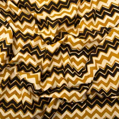 Caramel Brown & Jet Black Cotton Zigzak Pattern Kalamkari Print Fabric