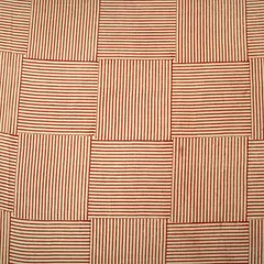 Red & White Cotton Stripe Pattern Kalamkari Print Fabric