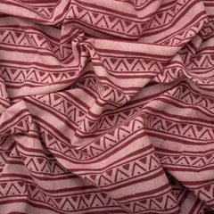 Jam Purple Cotton Stripe Pattern Dabu Print Fabric