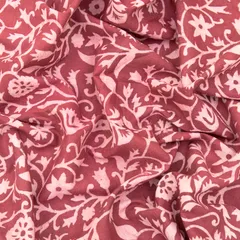 Fandango Pink Cotton Floral Dabu Print Fabric