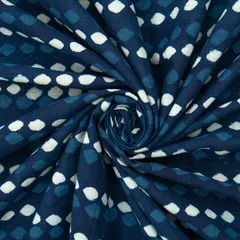Cobalt Blue Cotton Stripe Pattern Dabu Print Fabric