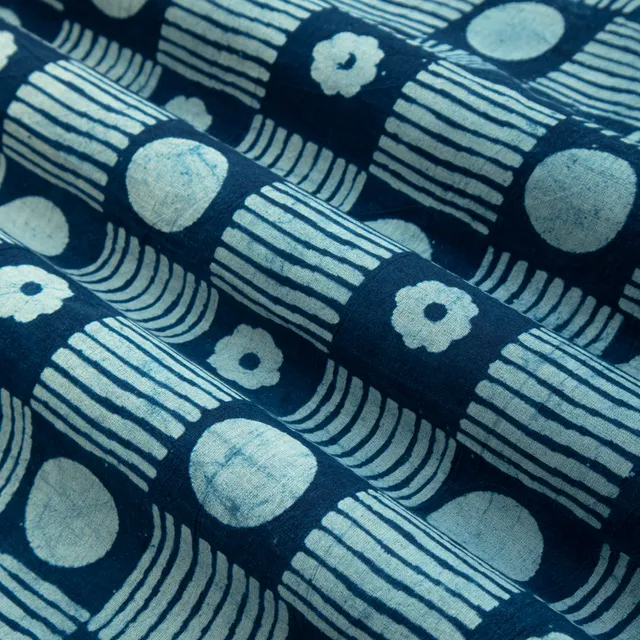 Persian Blue Cotton Dabu Print Fabric