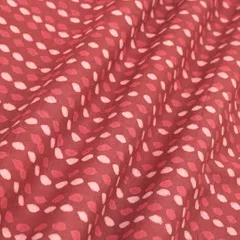 Dark Pink Cotton Polka Dot Dabu Print Fabric