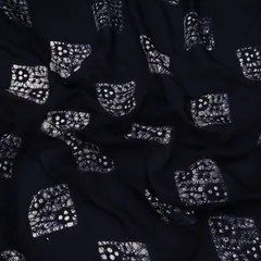 Navy Blue Batik Print Mulmul Silk Fabric