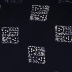 Navy Blue Batik Print Mulmul Silk Fabric