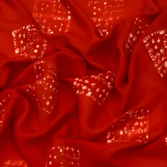Blood Red Batik Print Mulmul Silk Fabric