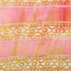 Rose Pink Batik Print Embroidery Chinon Chiffon Fabric