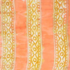Peach Batik Print Embroidery Chinon Chiffon Fabric