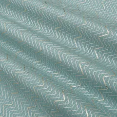 Teal Blue Print Lawn Cotton Gota Embroidery FAbric
