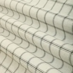 Chiffon White Cotton Linen Box Pattern Print Fabric