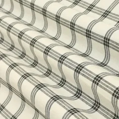 Frost White Cotton Linen Check Pattern Print Fabric