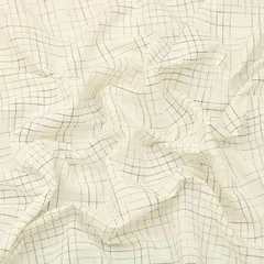 Salt White Cotton Linen Geometric Print Fabric