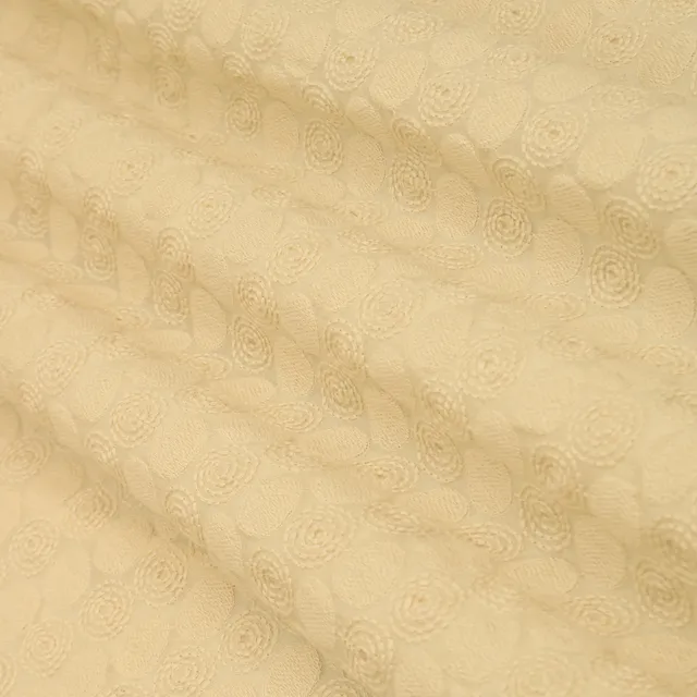 Ivory Cotton Motif Schiffli embroidery Embroidery Fabric