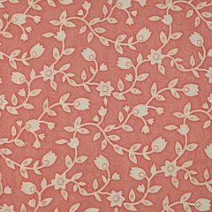 Baby Pink Cotton Position Floral Print Sequin Sippi Embroidery Fabric