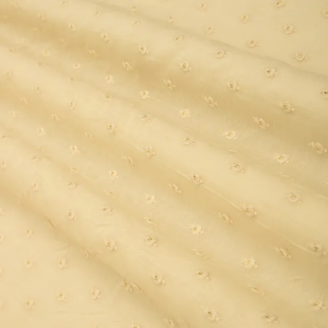 Off White Chanderi Motif Threadwork Sequin Embroidery Fabric